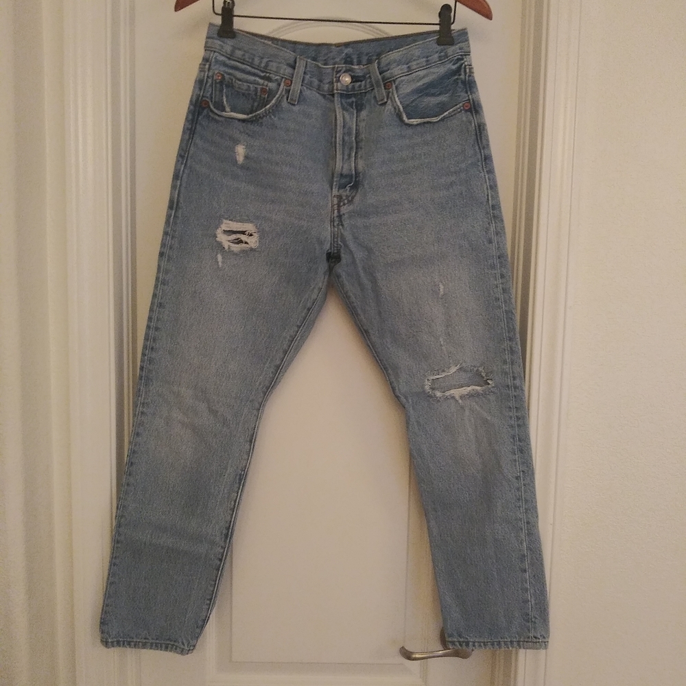 Levi's 501 Distressed Skinny Denim Jeans
